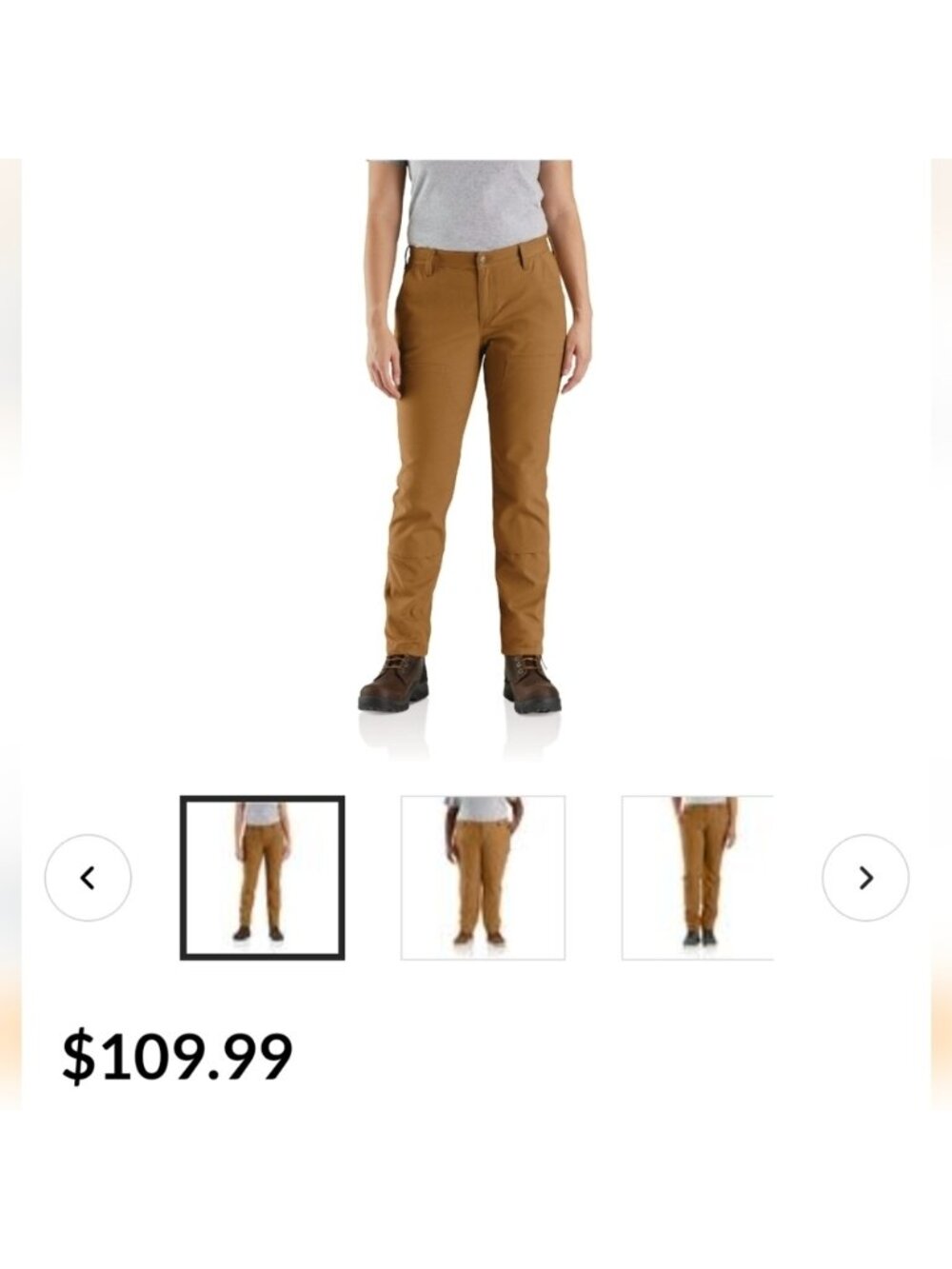 Carhartt Women's Rugged Flex Relaxed Fit Canvas Work Pant, Khaki, 10 Regular EUC